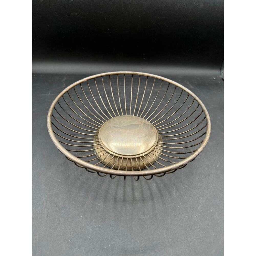 Vintage Silverplated Bread Basket Made in Italy 10"Diameterx3.5"Height